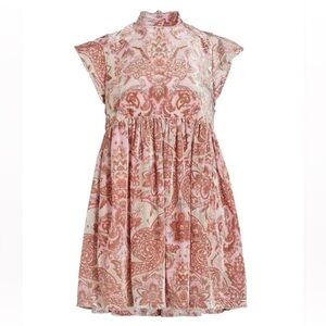 NWT Free People Women's All the Time Velvet Paisley Mini Dress - Petal Combo